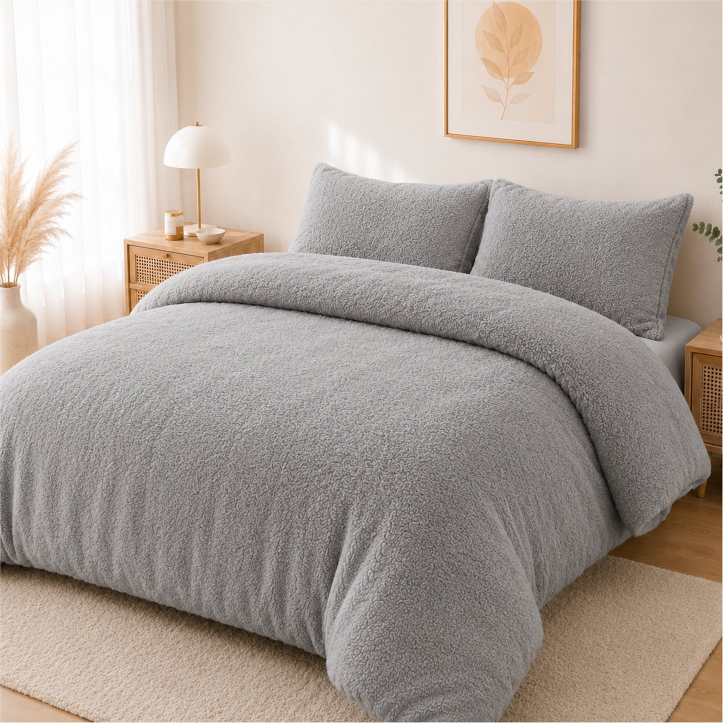 Duvet Cover Teddy Bear Fleece with Pillowcases in Single Double King Super King