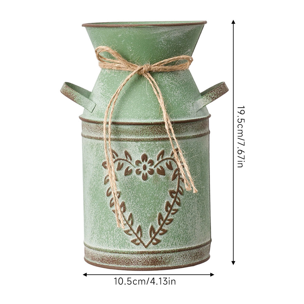Rustic Metal Pitcher Vase with Heart Cut-Out Detail - feature detail 9
