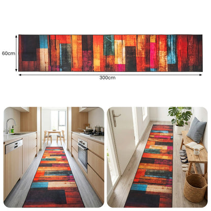 Washable Kitchen Floor Runner, Carpet Runner Rug, Long Narrow Hallway Rug 60X300CM Modern Abstract Geometric Pattern for Entryway, Bedroom, Front Porch