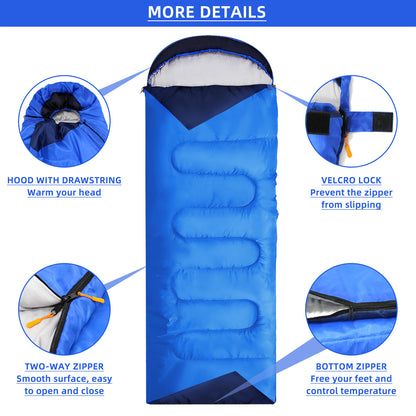 ACTIVE FOREVER Rectangular Sleeping Bag 3 Seasons - Lightweight Camping Sleeping Bags for Adults Indoor & Outdoor, Sleeping bag with Compression Sack for Hiking Backpacking