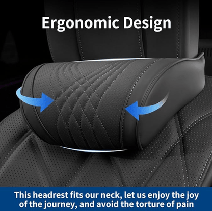 Luxury Car Neck Pillow, Nappa Headrest, Neck Support Pillow, Comfortable and Breathable, Neck Support, Exquisite Embroidery, All-Season Use, Car Interior Decoration Accessory