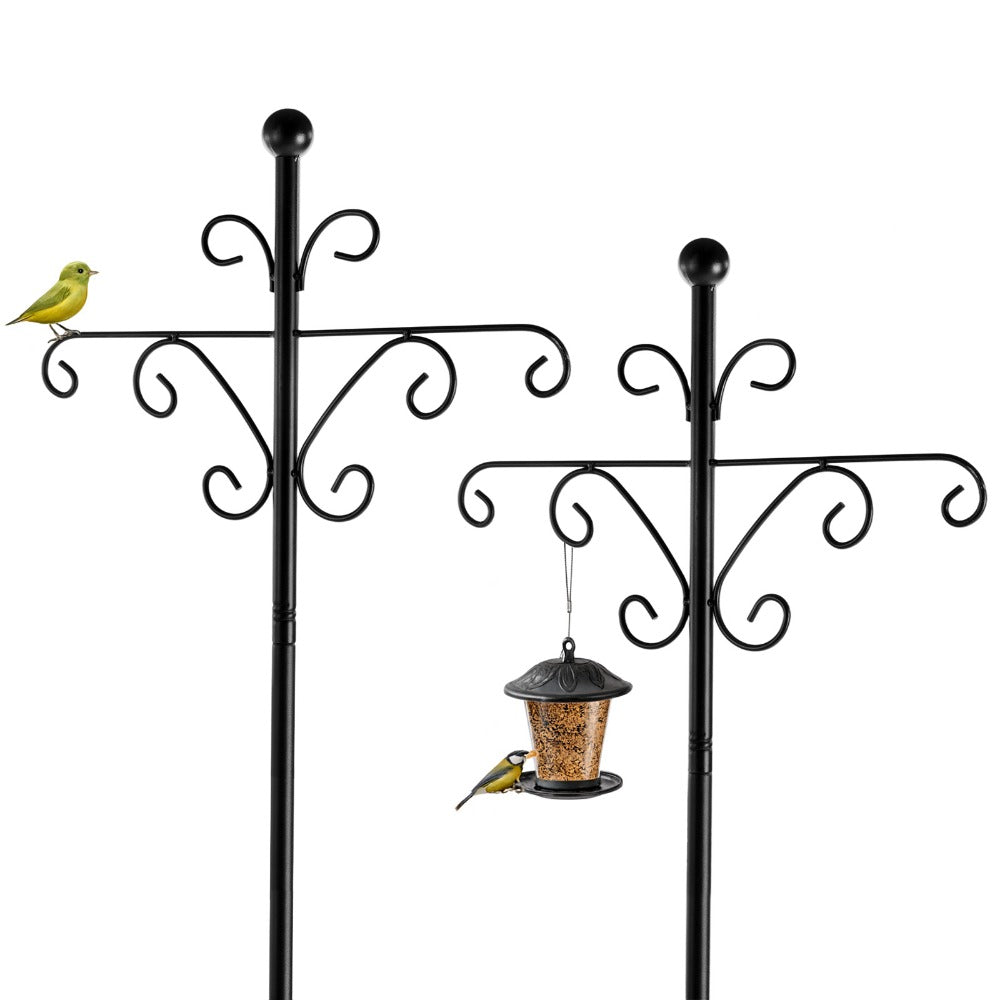 Bird Feeder Pole Stand Heavy Duty Metal 196cm Adjustable Multi-Arm Garden Hanging Station with 5-Prong Base – Holds Feeders, Lanterns & Baskets