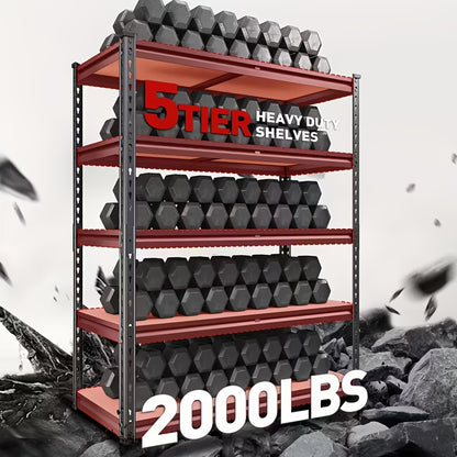 5-layer Steel Frame - Capacity 150-300kg, Suitable for Home, Office, Warehouse, Multi-functional Floor-standing Shelf with Durable Steel Frame, Durable and Easy to Assemble, Storage Rack, Multi-functional Shelf, Sturdy Structure, Storage Rack Storage