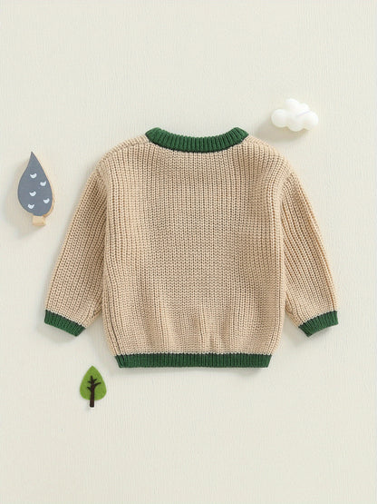 Toddler Boy Girl Fall Sweaters Long Sleeve Round Neck Duck Embroidery Tops Toddler Sweatshirts