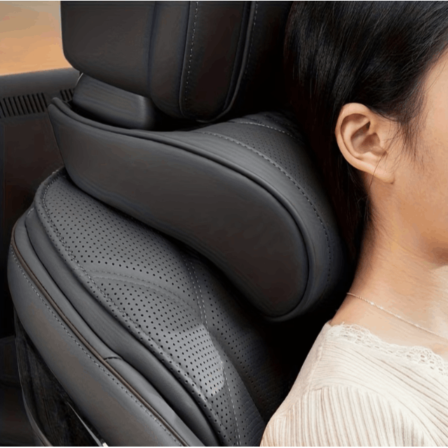 Nappa headrest Car Neck Pillow, Breathable Seat Headrest Lumbar Support Cushion, Embroidery Design Universal Auto Interior Accessories
