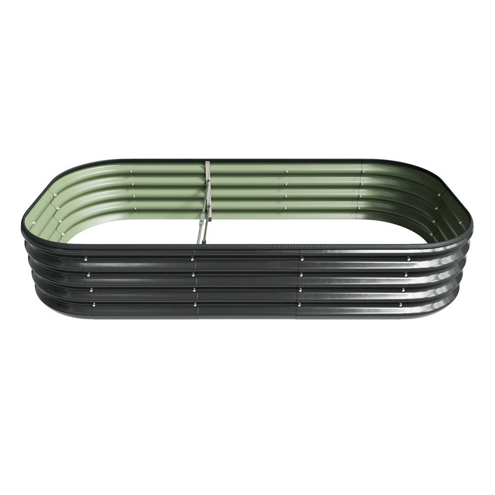 Galvanized Planter Garden Boxes Outdoor, Oval Large Metal Galvanized Raised Garden Bed for Vegetables, 2 Sizes 2 Colours Available