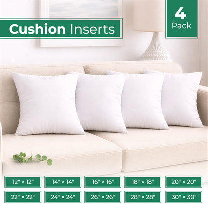 Soft & Plump 4 Pack Cushion Pads Sofa Square Pillow Inserts - Home Decor Cushions Pad, Decorative Bed Sofa