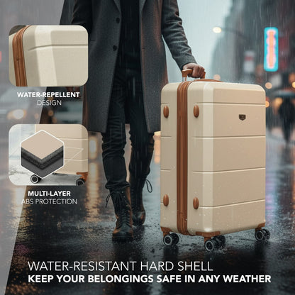 28 Inch Large Suitcase Lightweight ABS Hard Shell with TSA Lock & 4 Spinner Wheels - 75x49x29cm Check-In Luggage, Water-Resistant, UK Stock