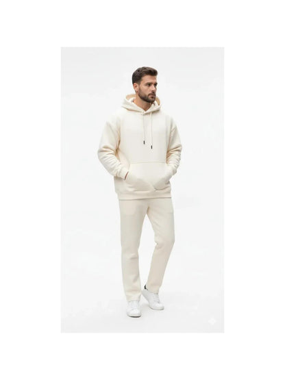 Men'S Outfit Two-Piece Set Featuring a Hooded Long-Sleeve Sweatshirt And Long Pants Solid Colour Knit Fabric Tracksuit, Regular Fit, Perfect Gift for Men, Daily & Outdoor Wear Large Pockets Matching For All Seasons S-XL