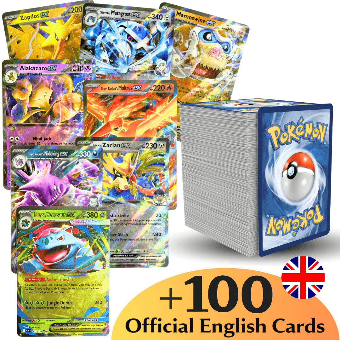 Pokémon Cards: ULTRA Pack +100 Cards Including 1 EX Brilliant ULTRA RARE in English Language - Pokémon Set