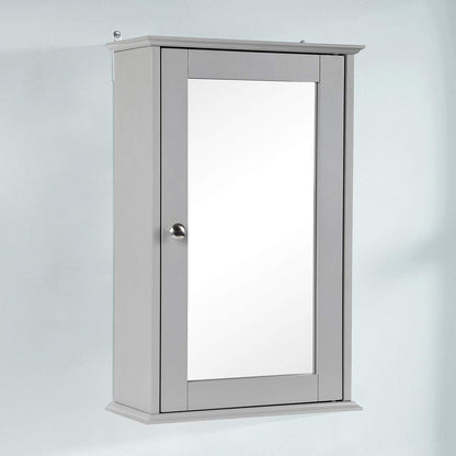Single Door Mirrored Bathroom Cabinet Storage Cupboard Organiser Wall Mounted Mirror Cabinet with Adjustable Shelf 34cm x 15cm x 53cm