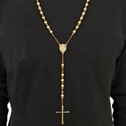 Elegant 304 Stainless Steel Rosary Necklace for Men and Women Rosary Cross Chain