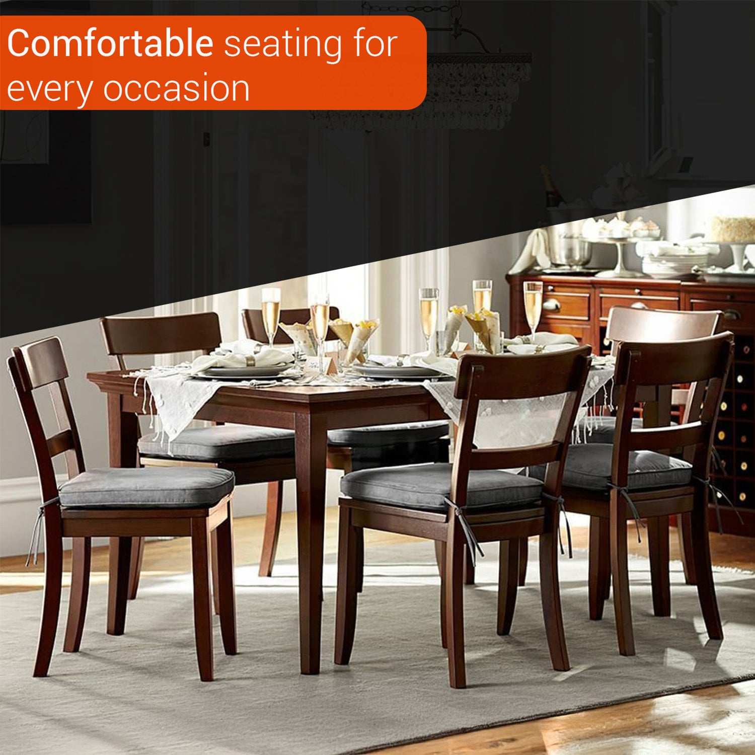 40 x 40cm Chair Seat Cushion with Ties and Zip Cover