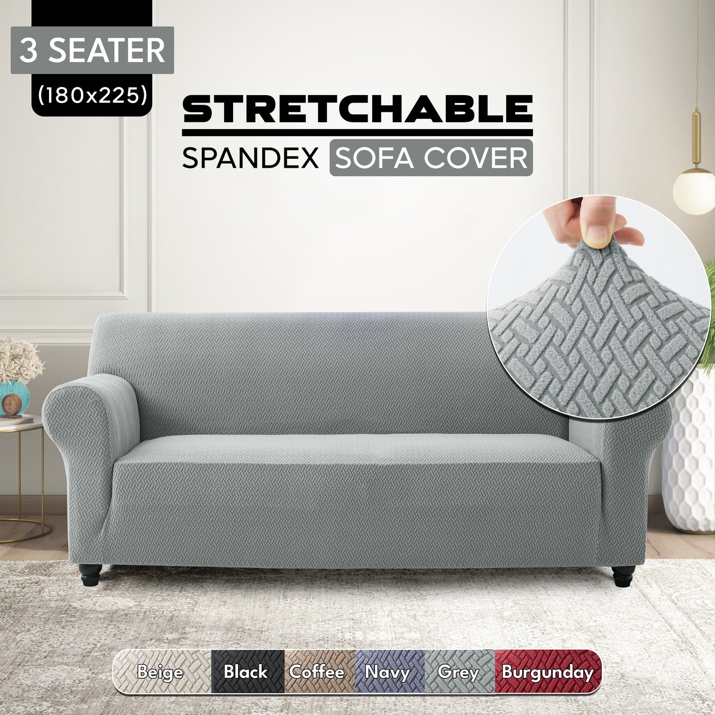 1pc Stretchable Spandex Elastic Sofa Cover – 1, 2, 3 Seater Polyester Spandex Furniture Protector, Anti-Slip Grip & Pet-Friendly, Machine Washable, Perfect for Living Room & Home Decoration