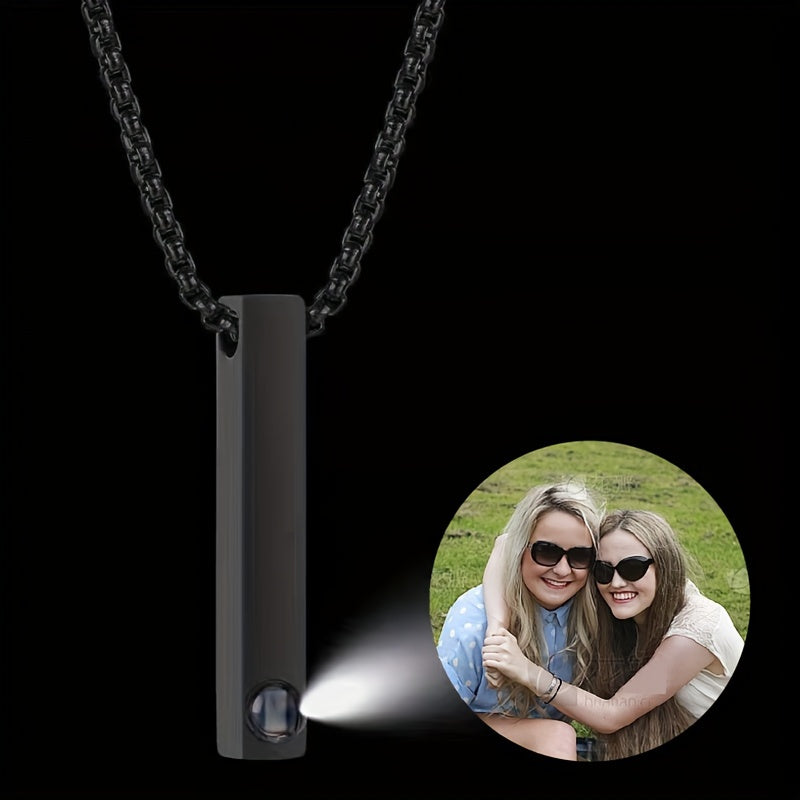 Custom Photo Projection Stainless Steel Necklace, Personalized Fashionable Long Pendant Necklace, The Best Gift for Loved Ones, Pets, Family, and Friends