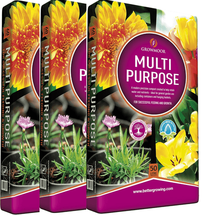 3 Pack Growmoor Multi Purpose Compost 50L Premium Garden Soil Mix For Flowers Plants Pots Hanging Baskets And Seed Growing