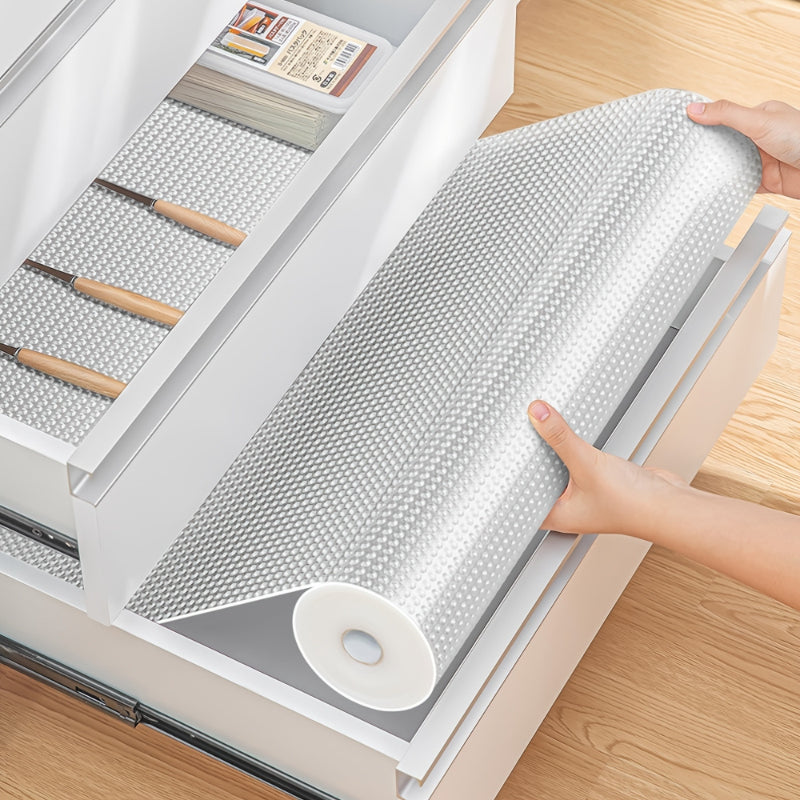 45X300Cm Large Roll EVA Transparent Anti Slip Drawer Mat, Kitchen And Bathroom Anti Oil And Anti Slip Mat, DIY Cutting Self-Adhesive Backing, Refrigerator Bookshelf Storage Mat, Furniture Protection Anti Scratch Mat, Easy to Clean And Washable, Versatile