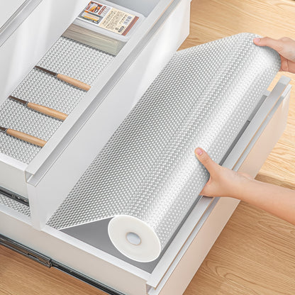 45X300Cm Large Roll EVA Transparent Anti Slip Drawer Mat, Kitchen And Bathroom Anti Oil And Anti Slip Mat, DIY Cutting Self-Adhesive Backing, Refrigerator Bookshelf Storage Mat, Furniture Protection Anti Scratch Mat, Easy to Clean And Washable, Versatile