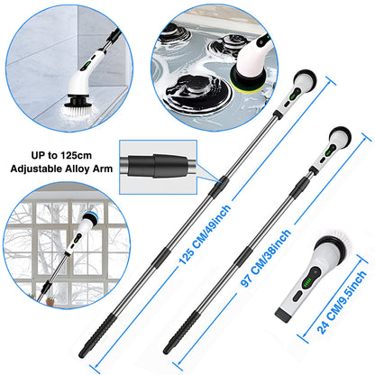 9-in-1 Cordless Electric Spin Scrubber – Electric Cleaning Brush with adjustable Long Handle, Rechargeable Spin cleaning brush with 9 Replaceable Heads, Full-Copper Motor for Bathroom, Kitchen, Floor & Car – Great Value Home Cleaning Complete Kit. Father‘