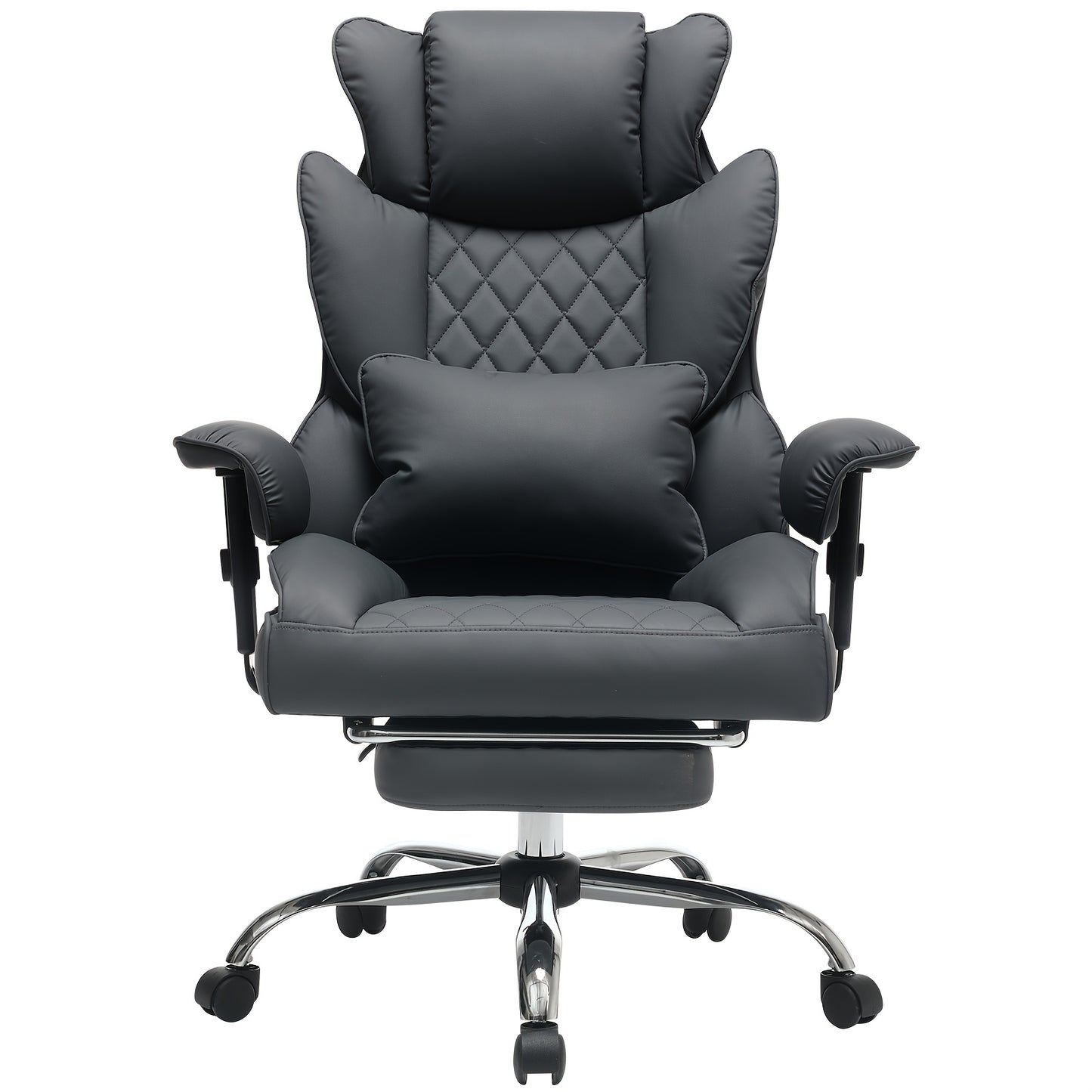 Big And Tall Ergonomic Office Chair With Footrest, Extra Wide & Lumbar Support, Soft Fixed Armrests Comfortable Computer Desk Chair For Home Or Office