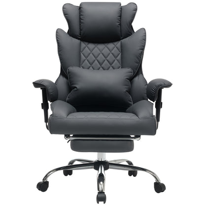 Big And Tall Ergonomic Office Chair With Footrest, Extra Wide & Lumbar Support, Soft Fixed Armrests Comfortable Computer Desk Chair For Home Or Office