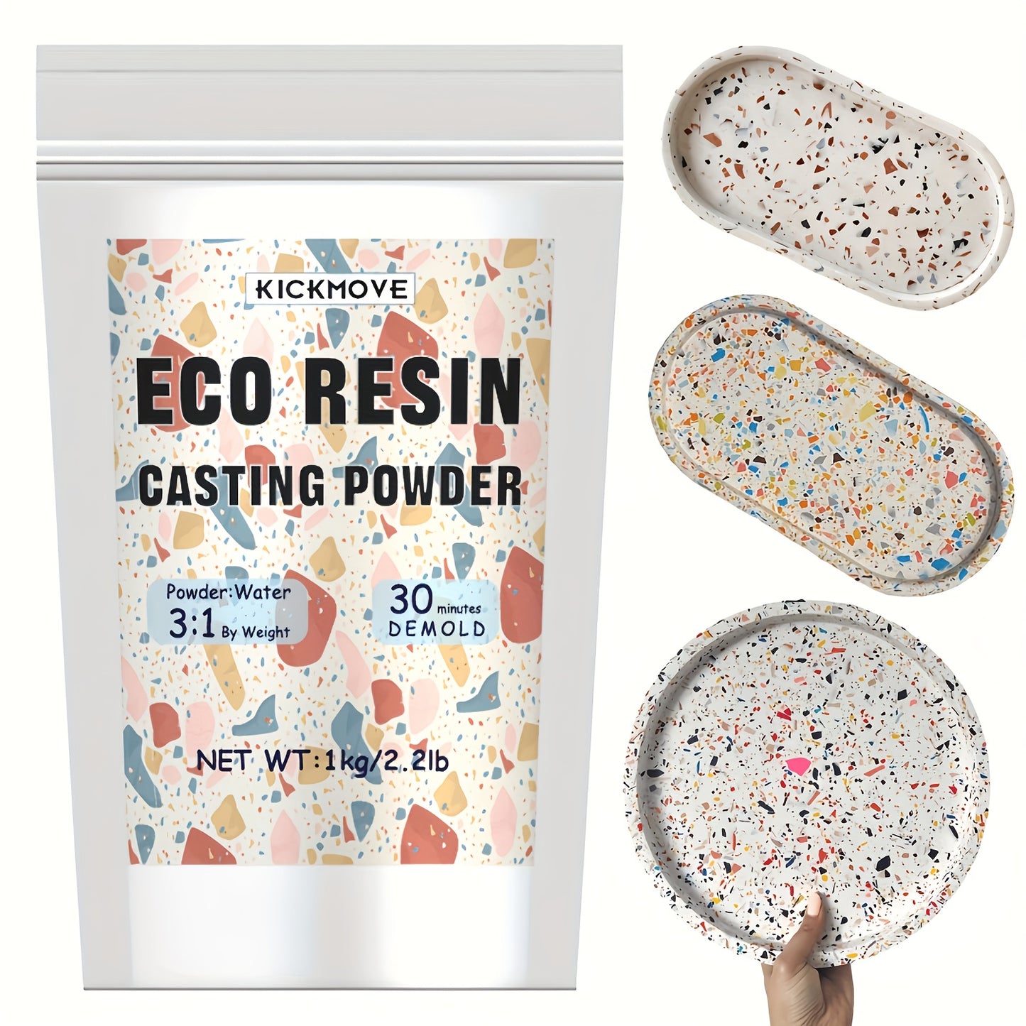 Eco Resin Casting Powder - 3000g Ceramic Resin Powders Kit, Fast Curing, Easy to Demold, Water Mixed Activated - Toxic-Free, Odorless - Plaster Casting Kit for DIY Home Art Crafts