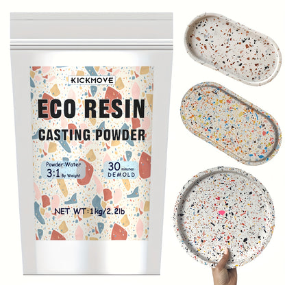 Eco Resin Casting Powder - 3000g Ceramic Resin Powders Kit, Fast Curing, Easy to Demold, Water Mixed Activated - Toxic-Free, Odorless - Plaster Casting Kit for DIY Home Art Crafts