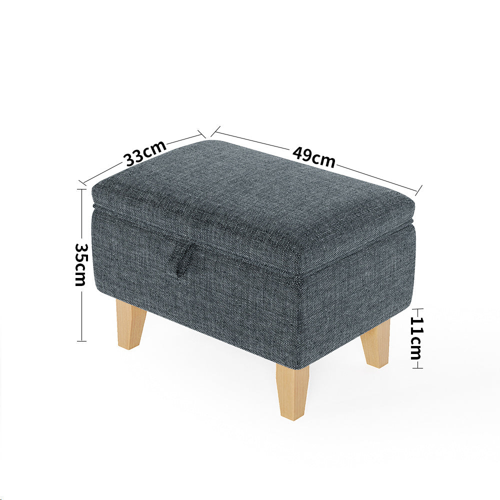 Linen Padded Storage Stool Ottoman Storage Box Footstool Living Room Bedroom Hallway Shoe Stool Footrest