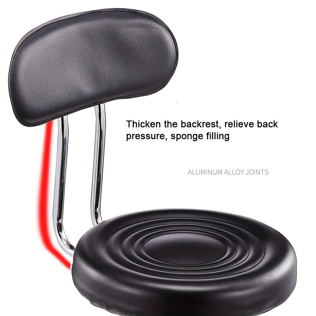 Faux Leather Bar Stool with Backrest And Smooth Rolling Wheels, Adjustable Height 360° Swivel Chair, Sturdy Construction for Commercial And Home Use, Perfect for Office, Pub, Salon, Coffee Shop And Kitchen Counter, Black