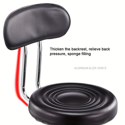 Faux Leather Bar Stool with Backrest And Smooth Rolling Wheels, Adjustable Height 360° Swivel Chair, Sturdy Construction for Commercial And Home Use, Perfect for Office, Pub, Salon, Coffee Shop And Kitchen Counter, Black