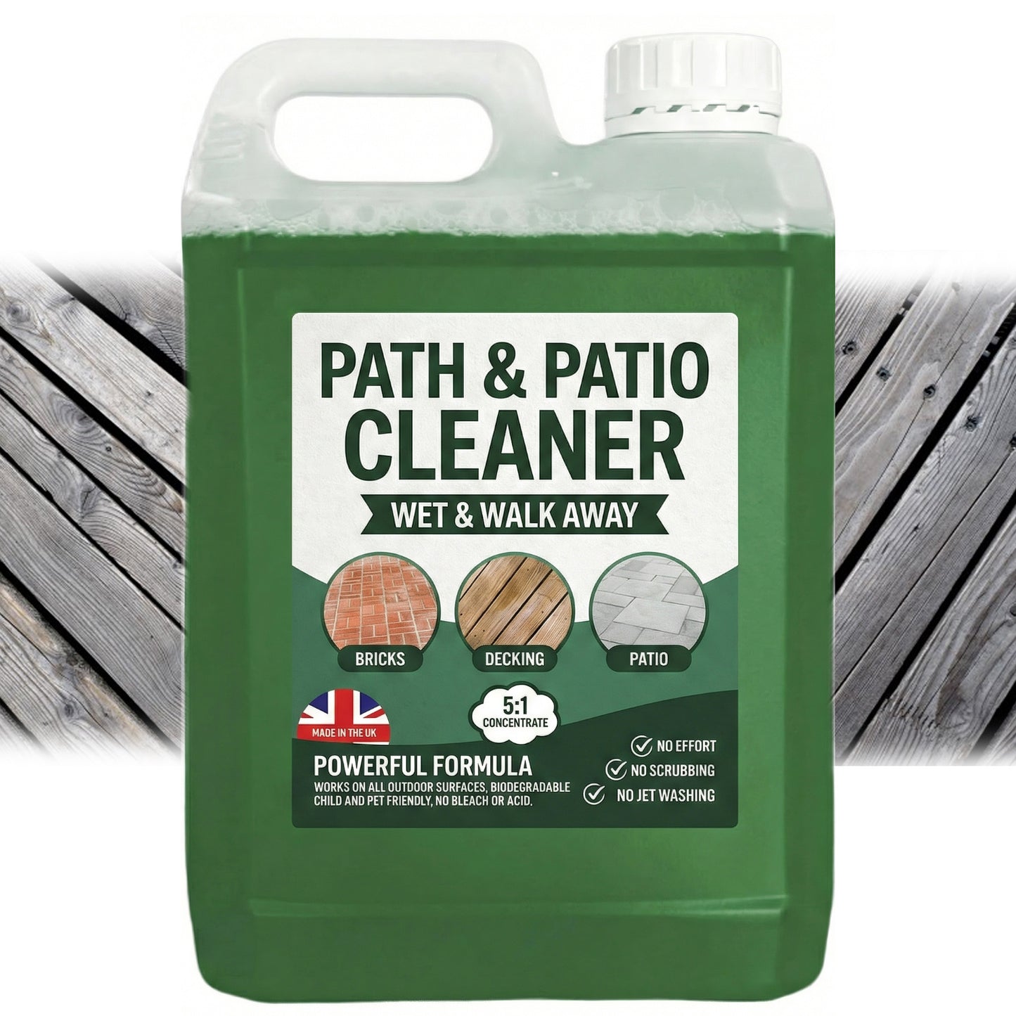 Green Outdoor Path & Patio Cleaning Fluid Stain Removing Solution For Driveways & Paths (2.5 Litre)