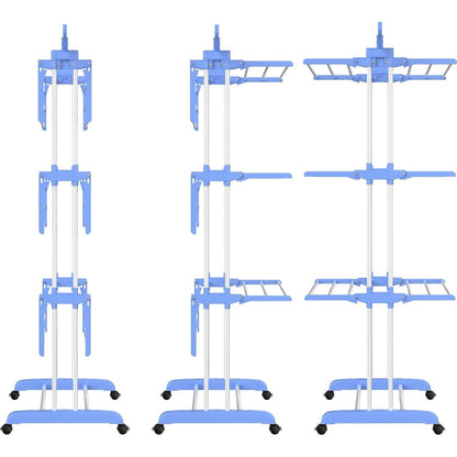Clothes Drying Rack 4 Tier Foldable Airer Laundry Dryer Adjustable Stainless Steel Garment Laundry Racks Heavy Duty Removable Clothes Hanger with Casters for Indoor Outdoor