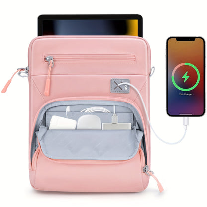 Tablet Sleeve Bag for Women, Pink, Lightweight Small Crossbody Bag with Shoulder Strap, Compatible with iPad 10th Gen 10.9", iPad 9th/8th/7th Gen 10.2", iPad Air 5th/4th Gen 10.9", Galaxy Tab A9+/A9 Plus 11", Fits 9-11 Inch Tablets, for School