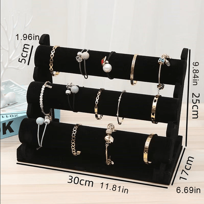 3-Tier Bracelet Holder with Soft Velvet Lining Velvet finish jewelry organizer Watch Bracelet Display Stand Headband Jewelry Organizer Space-Saving Vanity Organizer Suitable for home furnishings student dormitory outdoor activities holiday jewelry storage