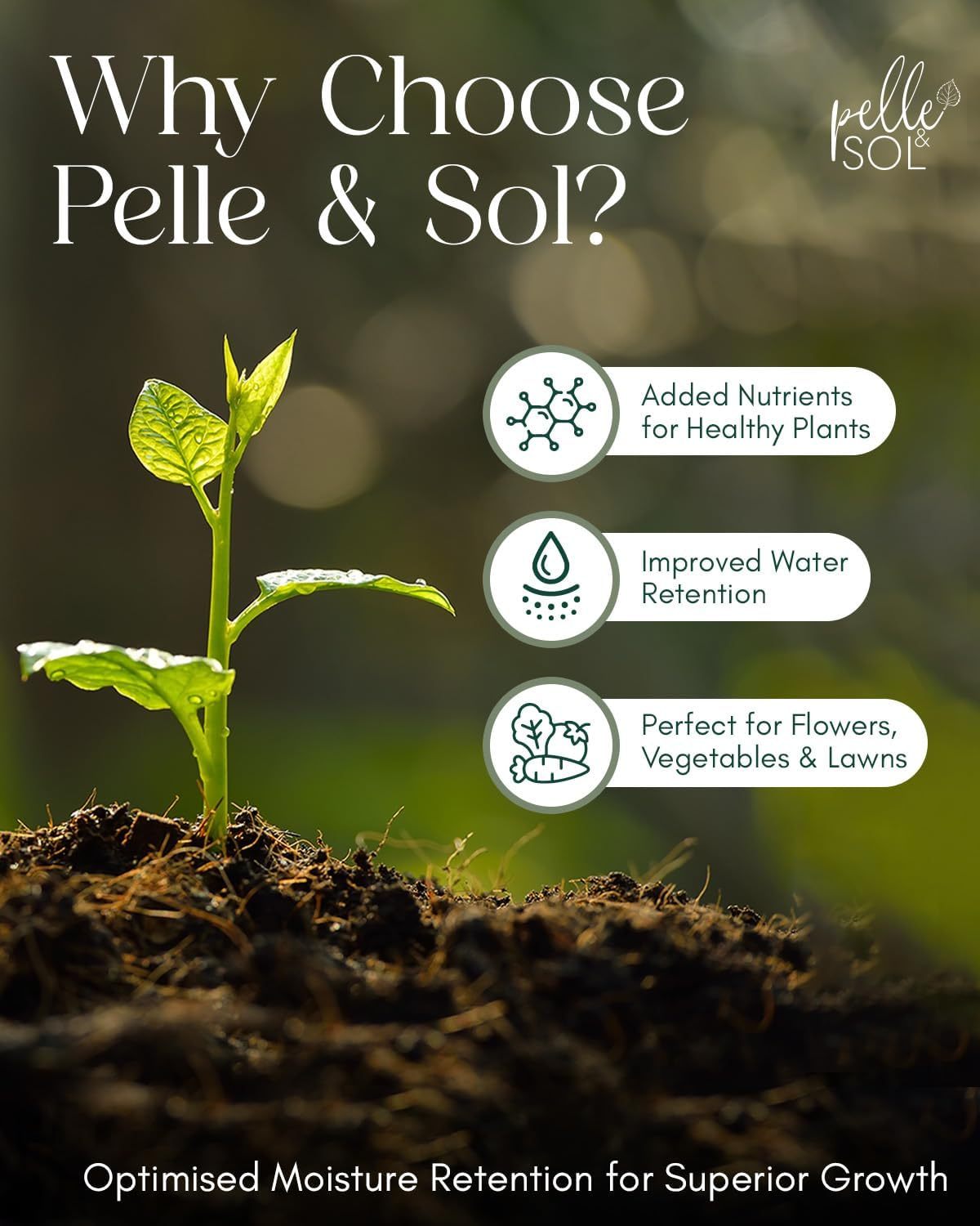 Pelle & Sol 10/20/40/50/60 Ltr Multi Purpose Compost - Compost for Outdoor Plants & Soil for Plants Indoors - Potting Soil for Pots Plants Outdoor - All Purpose Nutrient Rich Fertiliser, Houseplant Potting Mix