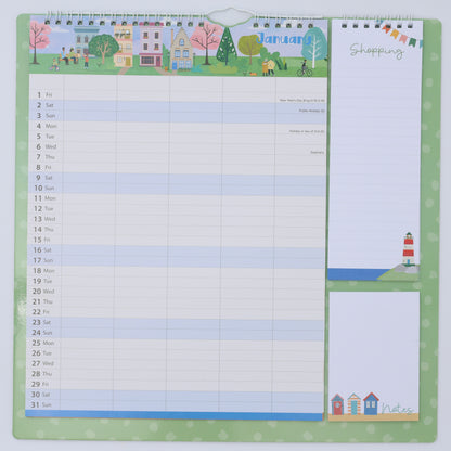 Evelay 2027 Family Planner Calendar – 5 Column Wall Organiser with Shopping List & Notepad | Large Month-to-View Schedule for Busy Homes, Kitchens & Offices
