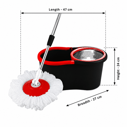 Etrendz 360° FLOOR MAGIC SPIN MOP BUCKET SET PREMIUM ROTATING DRY HEADS WITH 2 HEADS
