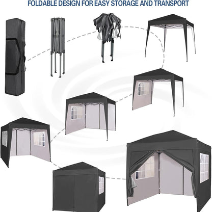 Pop-up Gazebo 2m x 2m With Sides Silver Protective Layer Waterproof Marquee Canopy