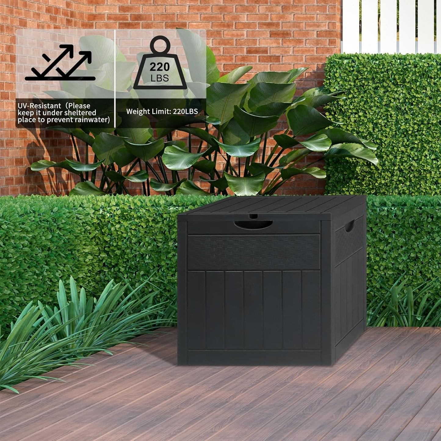 Garden Storage Box 126L, Waterproof Parcel Box Outdoor with Lid, Plastic Storage for Deliveries, Patio Cushions, Garden Tools