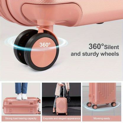 of Trolley Cases in Sizes 12, 16, 20, 24, And 28 Inches, Featuring a Stylish Diamond Stripe Design with Reinforced Corners, Made from Durable ABS Material, Perfect for Travelers on Extended Trips