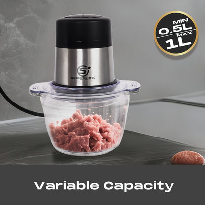 SUPERLEX Mini Chopper 300W Motor 6 Second Quick Mincing Dual Speed Control 1000ml Capacity One Touch Chop