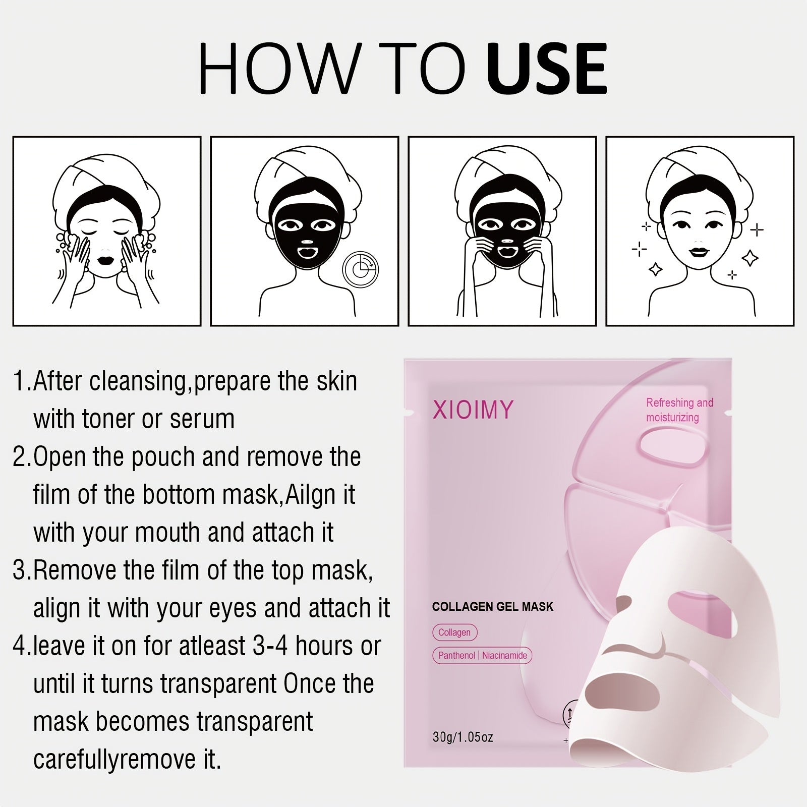 XIOMY Collagen & Niacinamide Gel Masks – Eight Pack