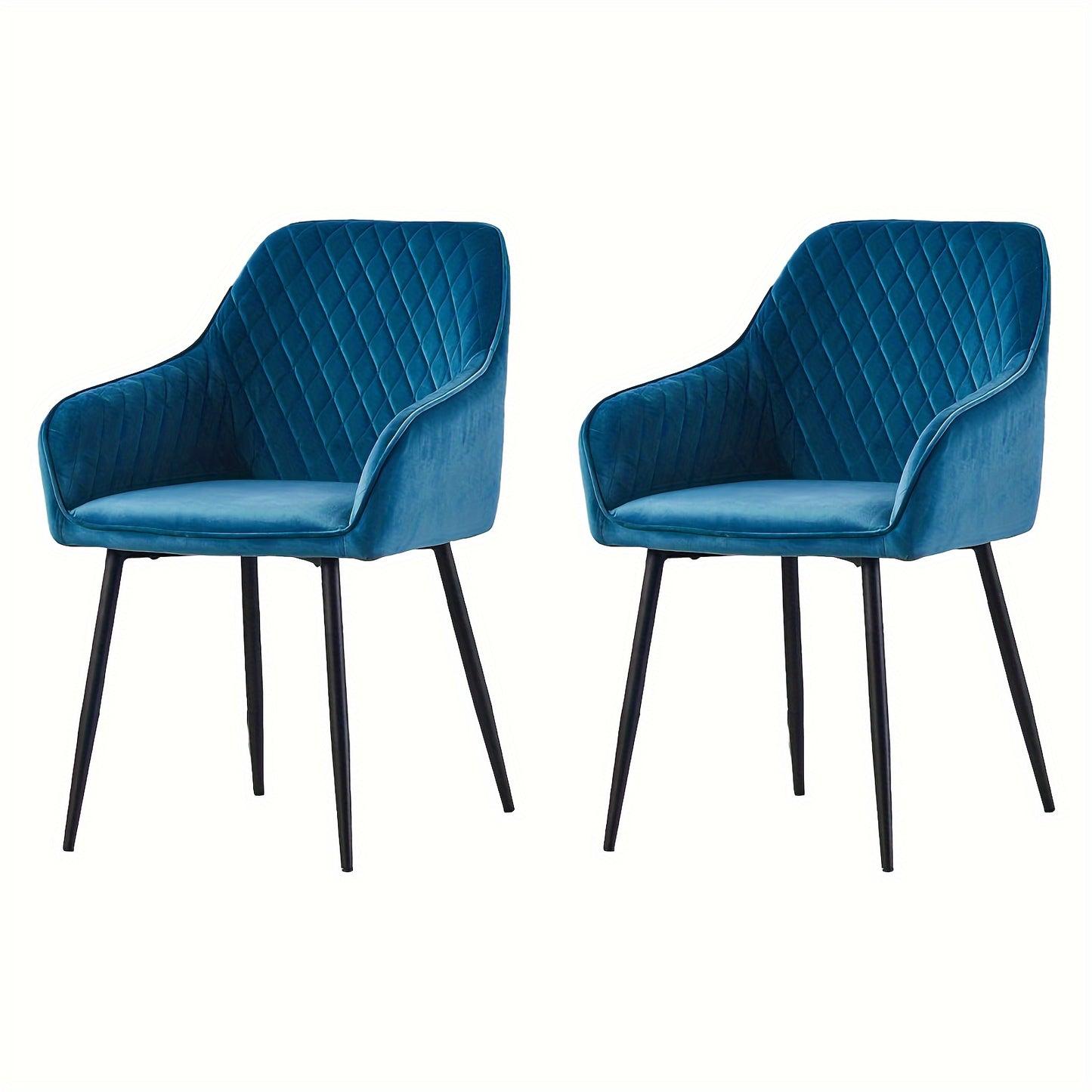 Set of 1 2 4 6 Dining Chairs Velvet Armchairs with Armrest & Backrest Upholstered Seat with Black Metal Legs