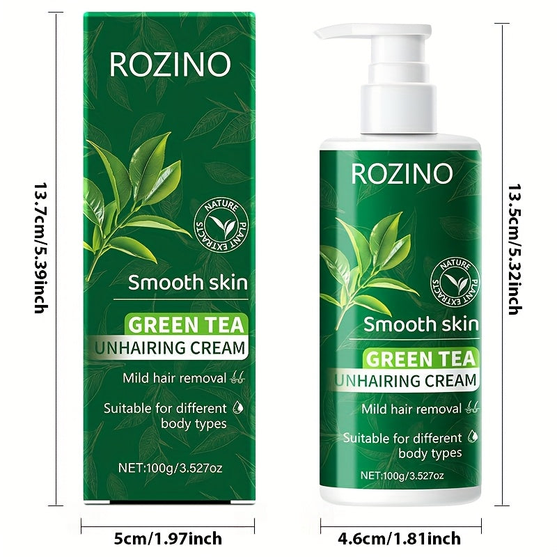 100G Green Tea Hair Removal Cream, Refreshing And Gentle Without Irritation, Quick Hair Removal in 5 Minutes, Painless, Clean And Thorough with No Residue, Suitable for The Face, Lips, Underarms, Legs, Arms, And Intimate Areas