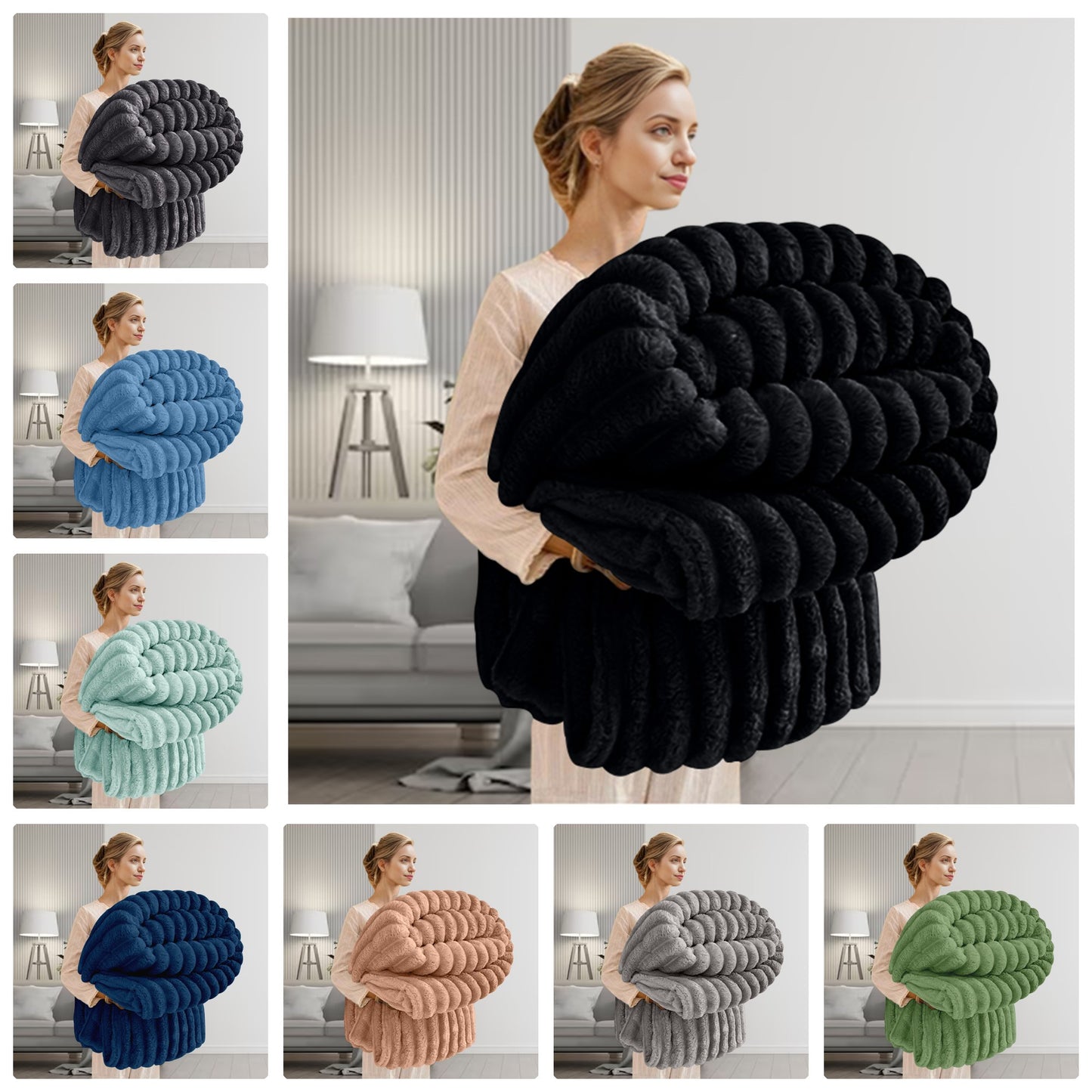 GC GAVENO CAVAILIA Luxury Ribbed Throw Blanket, Ultra-Soft and Cosy Plush Fleece, Lightweight Decorative Sofa Bed Cover, Perfect for All Seasons, Size 150x200cm, Premium Quality Polyester, Stylish Design for Home Comfort | Fast Dispatch from Local Warehou
