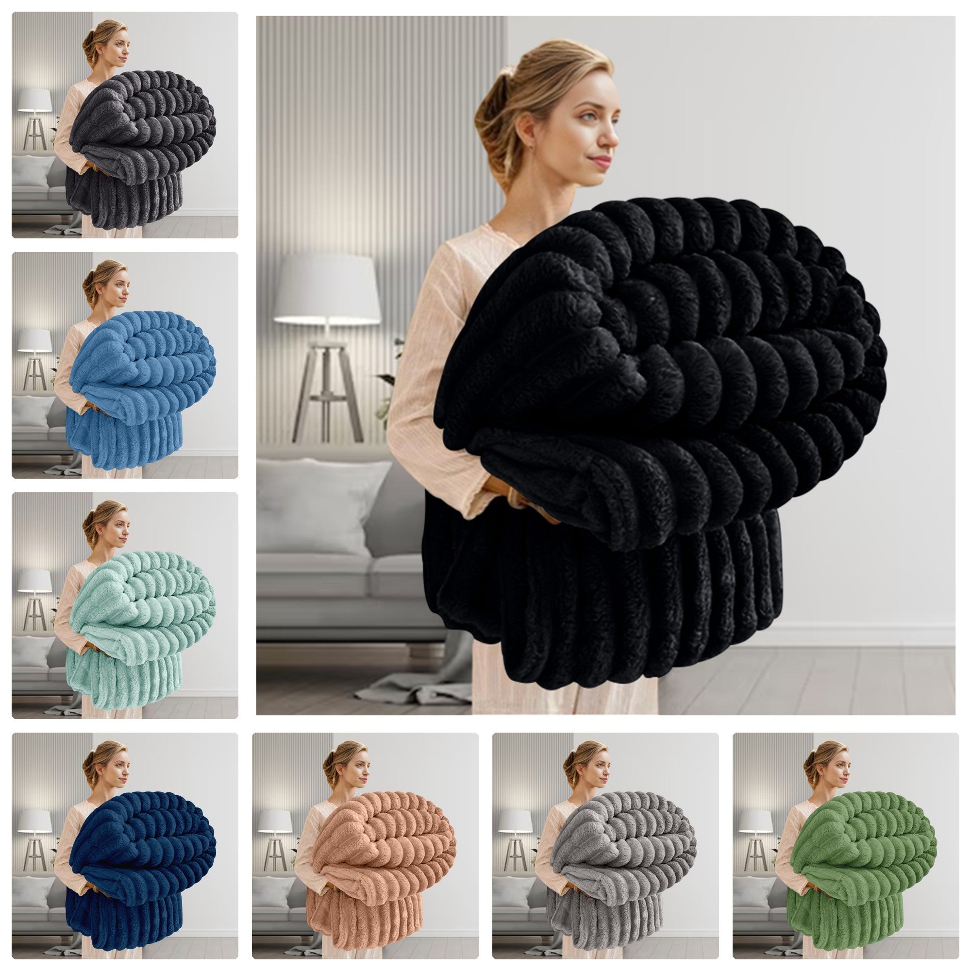 GC GAVENO CAVAILIA Ribbed Fleece Throw – 150 x 200cm