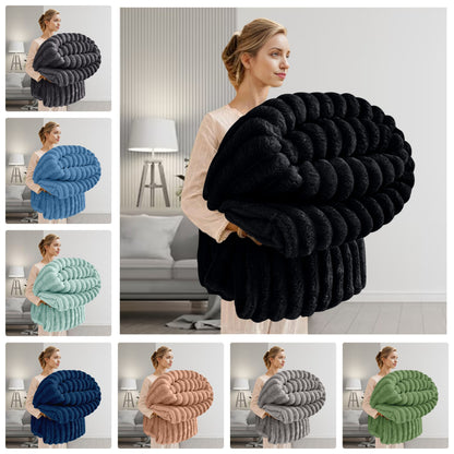 GC GAVENO CAVAILIA Luxury Ribbed Throw Blanket, Ultra-Soft and Cosy Plush Fleece, Lightweight Decorative Sofa Bed Cover, Perfect for All Seasons, Size 150x200cm, Premium Quality Polyester, Stylish Design for Home Comfort | Fast Dispatch from Local Warehou