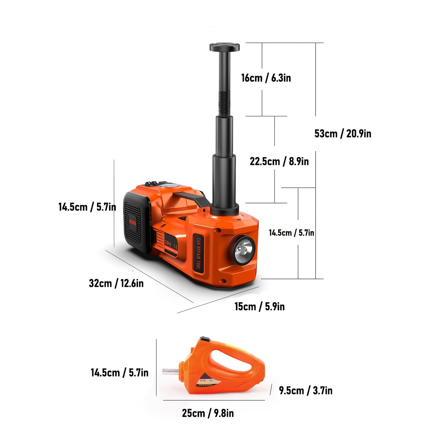 Car Jack Kit 5Ton Hydraulic Car Jack Lift (Lifting Range: 14.99-44.96 cm) for SUV MPV Sedan Truck Change Tires Garage Repair
