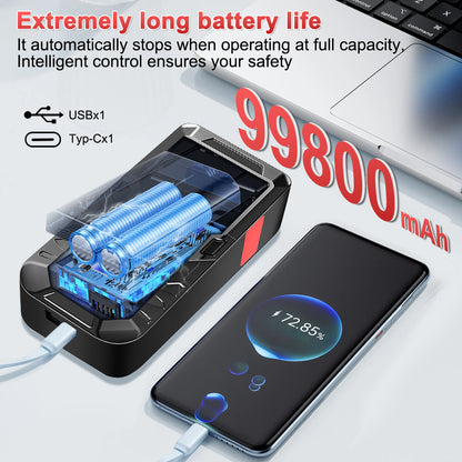 Car Jump Starter & Tyre Inflator 150PSI, Emergency Kit for All Petrol & Diesel Cars, Portable Tyre Inflator with LED Light, 12V Power Bank for Phone Charging, Emergency Battery Booster for Petrol/Diesel Engines, Essential for Travel, Camping & Winter Driv