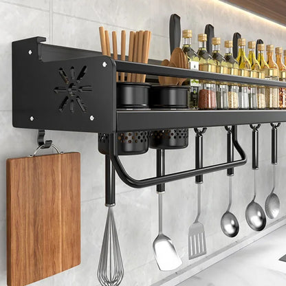Wall-Mounted Kitchen Storage Shelf Kitchen Hook Rack Wall Mounted Utensil Rack Kitchen Shelf Organiser Spice Racks
